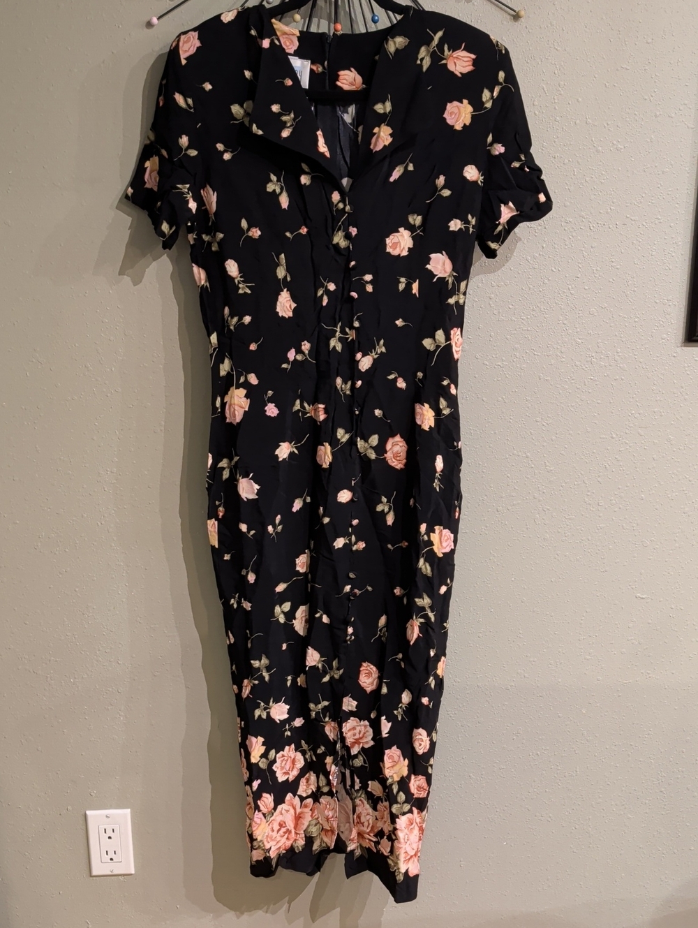 Vintage Zoompy Made In USA Floral Dress Button Detail Granny Cottage Small Roses